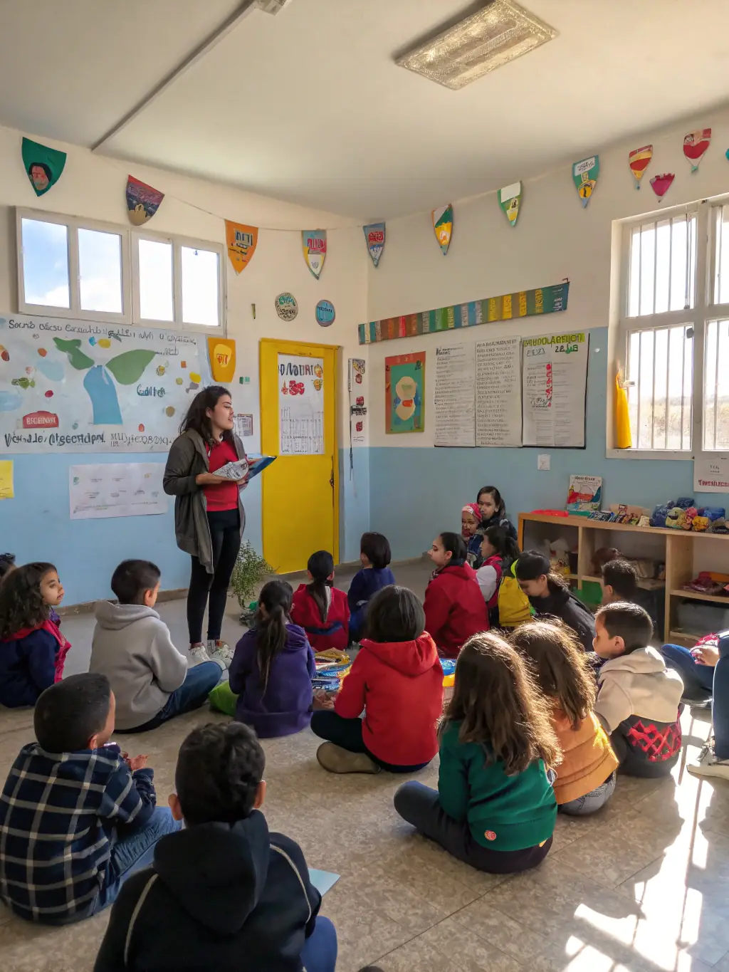 A photo of a group of students participating in an educational program focused on heritage conservation, with a focus on interactive learning.